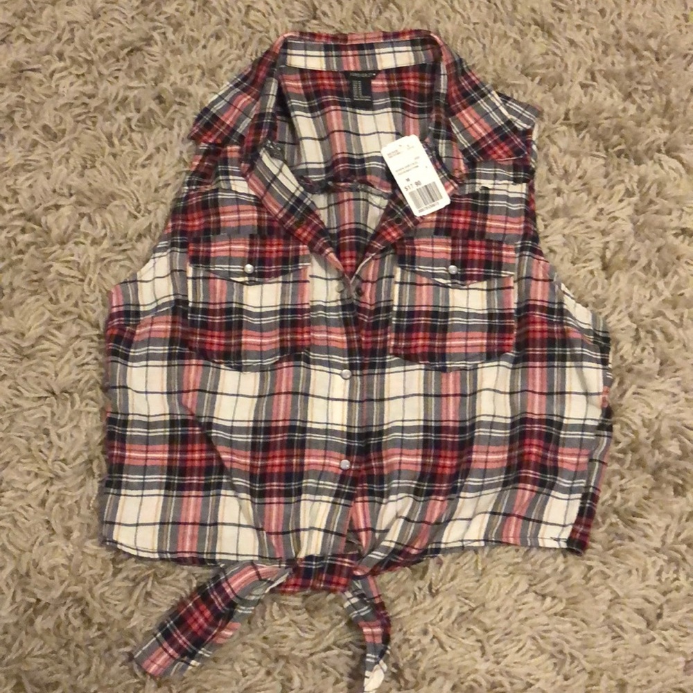 Forever 21 Plaid Crop-top Size M